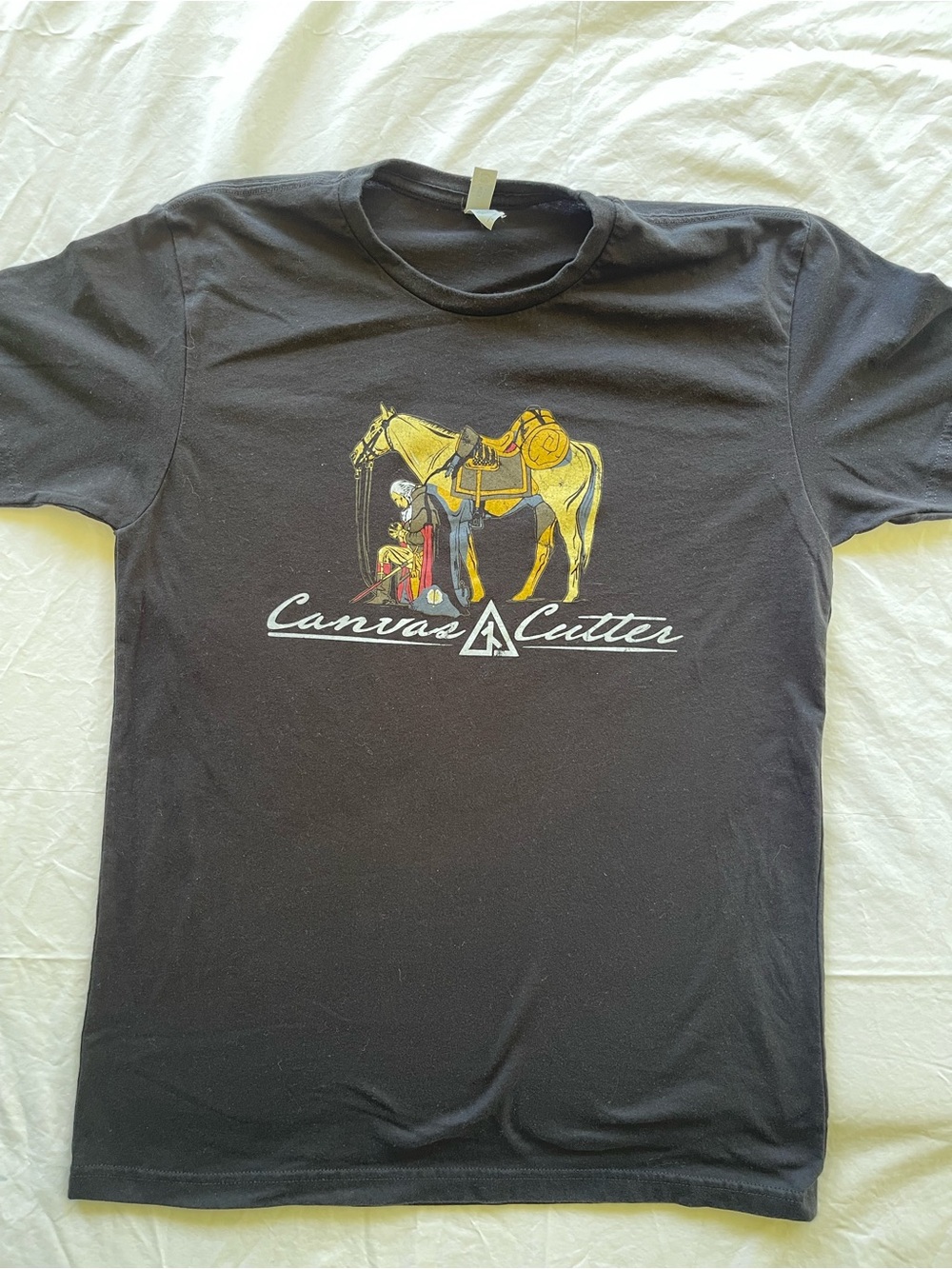 Next Level Apparel Black Tee with Yellow Horse Graphic